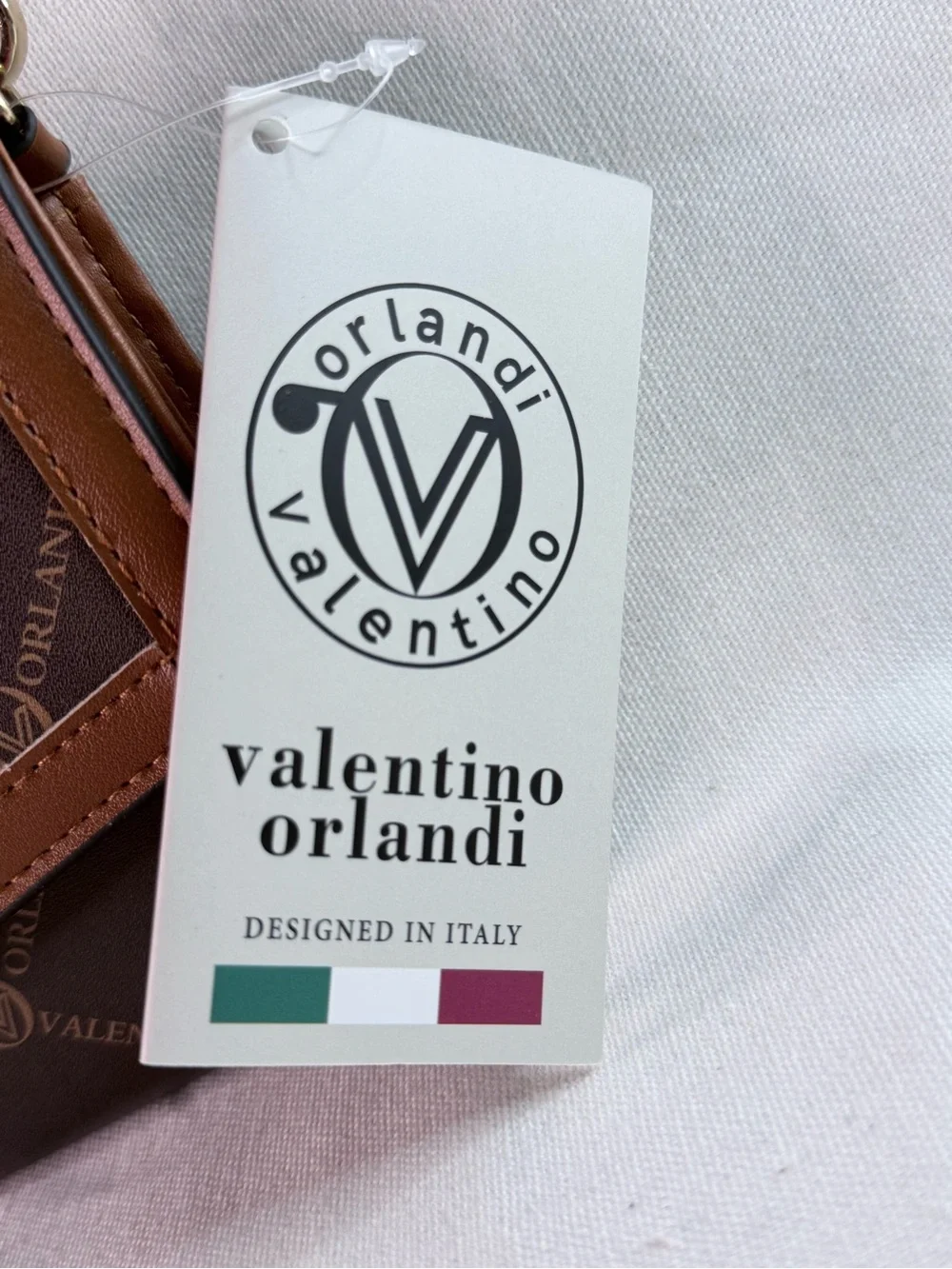 Valentino Orlandi Brown and Tan Logo Crossbody with Branded Strap